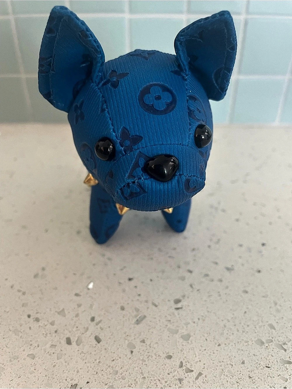 Fashion Novelty vibrant blue faux-leather French bulldog bag charm